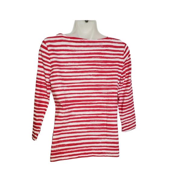 Talbots Nautical Striped Shirt Long Sleeve Red and White Whale 100% Cotton M - Picture 3 of 7